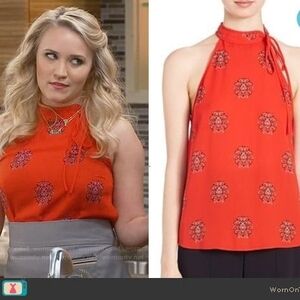 A.L.C. Vibrant Red Patterned Halter Blouse